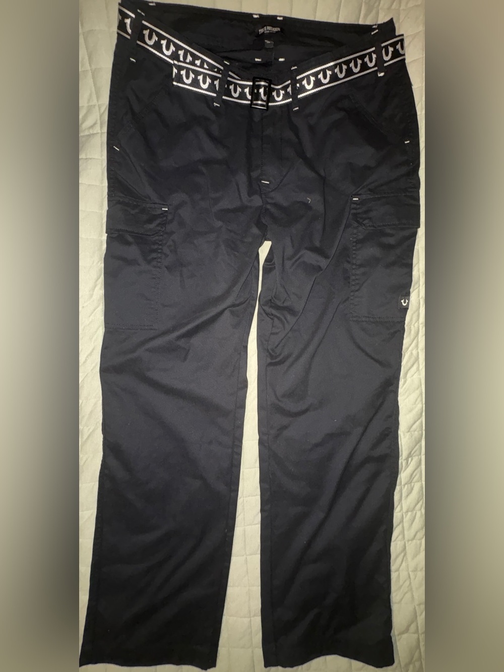 True Religion Black Cargo Pants with Utility Pockets